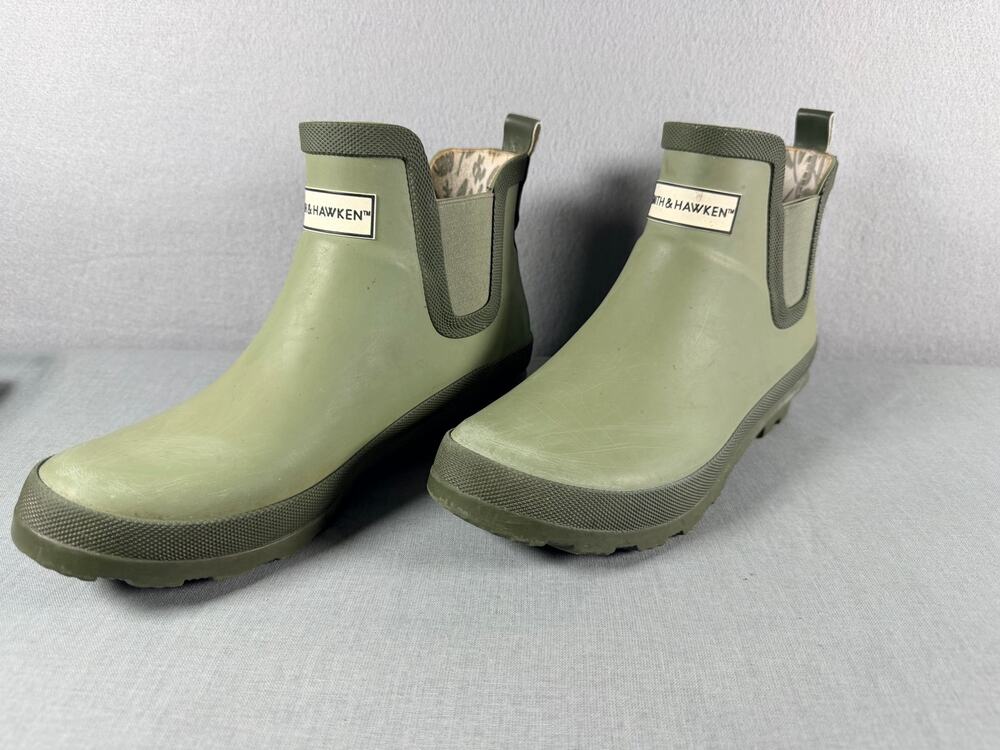 Smith & Hawken Women’s Size 7 Sage Green Chelsea Rain Boots Ankle Floral Lining